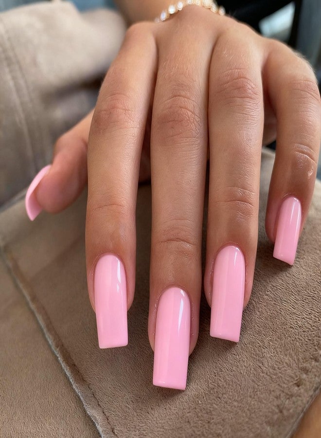 KXAMELIE Medium Coffin Nails - Press Ons, Glue Ons, Reusable 24 Fake Nails - Solid Color, Natural Thick, False Nails for Women - Image 1